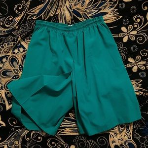 High Waist Pleated Aqua-Green Shorts